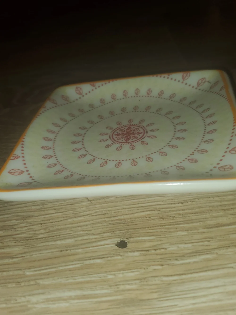 Hartleys Lavendar Yellow & Orange Geometric Pattetn Ceramic Square Small Plate